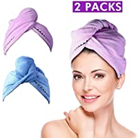 Beito Paquete De 2 Toalla De BañO Cabezal De Ducha Toalla Envoltura Turbante Microfibra Secado Con Botones Quick Magic…